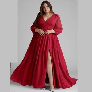 Azazie Norah Chiffon Dress 30 Scarlet